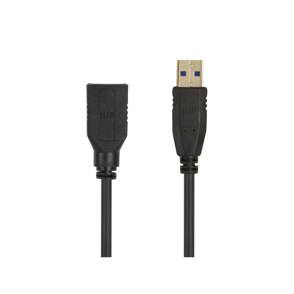 Monoprice USB 3.0 Type-A to Type-A Female Extension Cable - 6ft, Black, 32AWG, TPE Jacket, Compatible with Mouse, Printer, USB Keyboard, Flash Drive