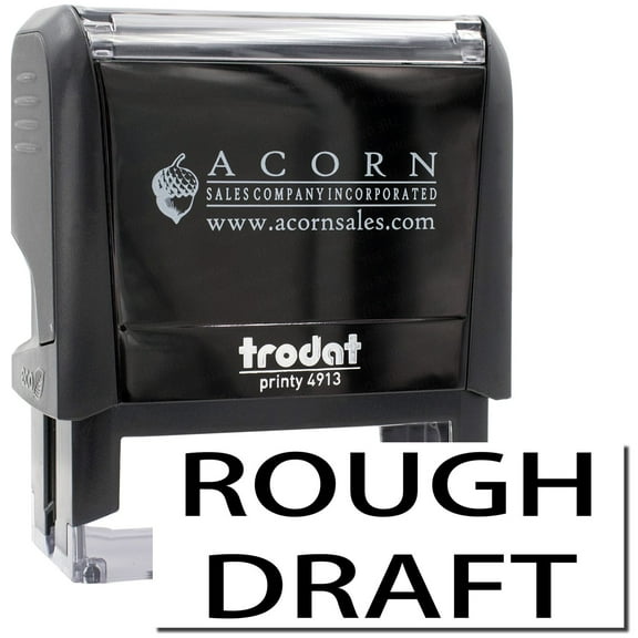 Large Self-Inking Rough Draft Stamp, Trodat Printy 4913, Press and Print Stamping, Impression Size 7/8" x 2-1/4", Up to 10,000 Impressions - Black Ink
