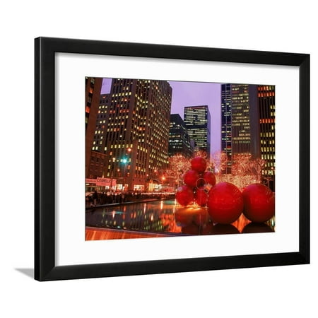 Ny City Christmas New York City at Christmas at Night, NY Framed Print Wall Art By Rudi Von Briel ()