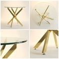 thumbnail image 2 of Atumcto 35.5" Round Tempered Glass Dining Table, Modern Kitchen Table with Gold Metal Legs for Small Spaces, Clear/Gold, 2 of 9