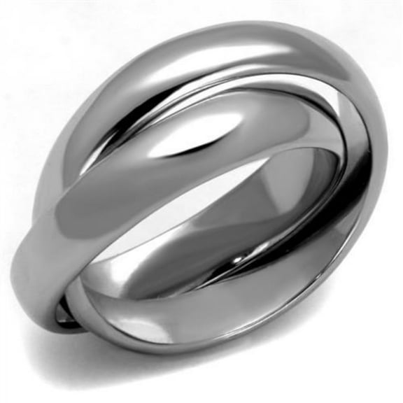 Luxe Jewelry Designs Women's High Polished Interlocking Stainless Steel Ring - Size 5 (Pack of 2)