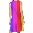 thumbnail image 2 of Rainbow Stripes Spring Summer Dresses for Women Fashion T-shirt Dress Casual Sleeveless Loose Sundress with Pockets, 2 of 5
