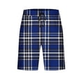 thumbnail image 5 of Ceisia Men's Loose Fit Checkered Print Home Shorts with Elastic Waist Lace-up Pockets Stretchy Casual 5/8 Length Pajama Bottoms Blue Gifts for Father 2X, 5 of 6