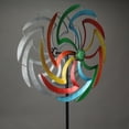thumbnail image 3 of Colorful Anodized Finish Dual Flower Metal Wind Spinner Garden Stake 70 Inches High, 3 of 3