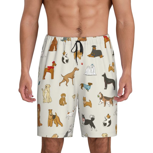 Fotbe Dogs Funny Pets Pantalones Cortos de Pijama para Hombre, Ropa de Dormir, Pantalones de Pijama Cortos para Hombre-4X-Large