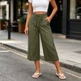 thumbnail image 2 of Horkkom Capri Pants for Women Cotton Elastic Waist Drawstring Pants Summer Casual Loose Pants with Pockets L, 2 of 8