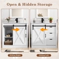 thumbnail image 4 of Blotout 36" Bathroom Vanity with Sink & Faucet & Mirror, Farmhouse Bathroom Vanity Cabinet Set with Sliding Barn Door & 3 Drawers, Freestanding Single Bath Storage Vanity Ceramic Sink, White, 4 of 8
