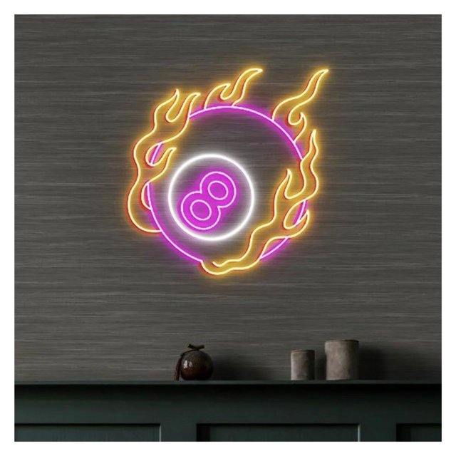 Letrero De Neón Bola Billar, Decoración Montada En La Pared Alimentada Por USB Para Sala Y Bar Deportivo, 40cmx40cm