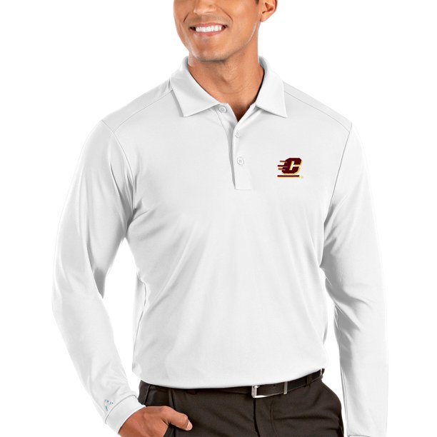 Central Michigan Chippewas Antigua Tribute Long Sleeve Polo White Walmart Com Walmart Com