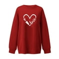 thumbnail image 3 of Qertyioot Chandail Cœur d'Amour Valentines Day, Femmes Décontracté Manches Longues Col Rond Hauts Blouse Ample Imprimé Graphique Chandail, 3 of 5