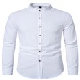 thumbnail image 2 of Chemise Henley Boutonnée Classique pour Hommes avec Tissu en Lin de Coton Rétro, 2 of 5