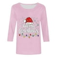 thumbnail image 4 of Craaazy Christmas Shirts Christmas Fashion Printed Womens Tops Round Neck 3/4 Sleeve T-shirt Fall Shirts for Women Gifts for Women, 4 of 5