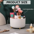 thumbnail image 2 of AOWOO Makeup Brush Holder Organizer, 360 Degree Rotating Brush Holder, Eye Shadow Brush Lipstick Case, Cosmetic Storage, 5 Slot Makeup Brushes Cup Tray for Bathroom, Desk Storage(White), 2 of 7