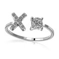 thumbnail image 1 of Anillo de apertura ajustable de metal con letras Az y iniciales del nombre del alfabeto_s, X, 1 of 1