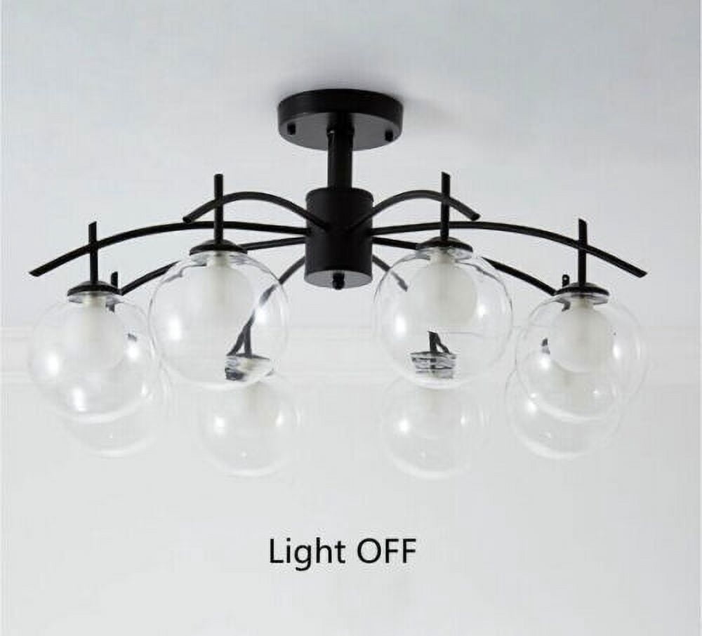 KPIBEST 8 Light Glass Globe Sputnik Chandelier Modern Black Pendant Ceiling Light Fixture G9 Base