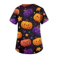 thumbnail image 4 of Women Scrubs Sets Clearance Sale，Halloween Scrubs Plus Size Women'S Cute Printed Short Sleeve V-Neck Nurse Care Worker Uniform Scrub Top With Pocket,Dark Purple，M, 4 of 4