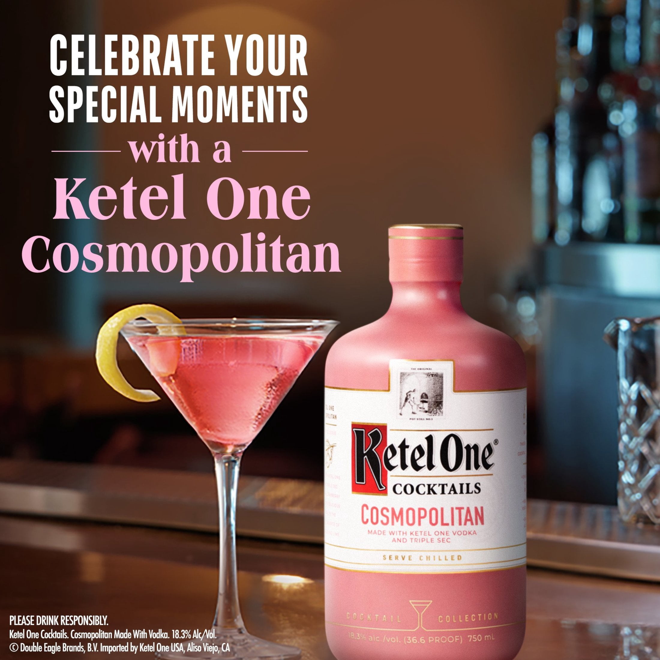 Ketel One Cosmopolitan Cocktail (Made with Ketel One Vodka), 750 mL, 18% ABV