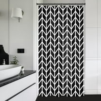 Black Stall Small Half Size Dorm Shower Curtain 36x72 Inch Single Narrow Tiny RV Striped Chevron Herringbone Geometric Decor Fabric Bathroom Set Polyester Waterproof