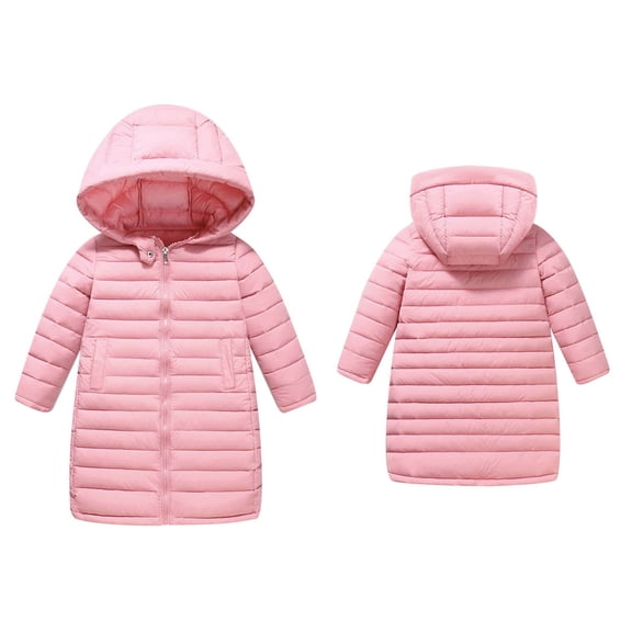 Baby Winter Coat,Baby Girls Puffer Coat Mid-length Hooded Jackets With Pockets Zipper Up Down Coats For Baby Boys Child Puffer Jacket Little Boys Girls Clothes