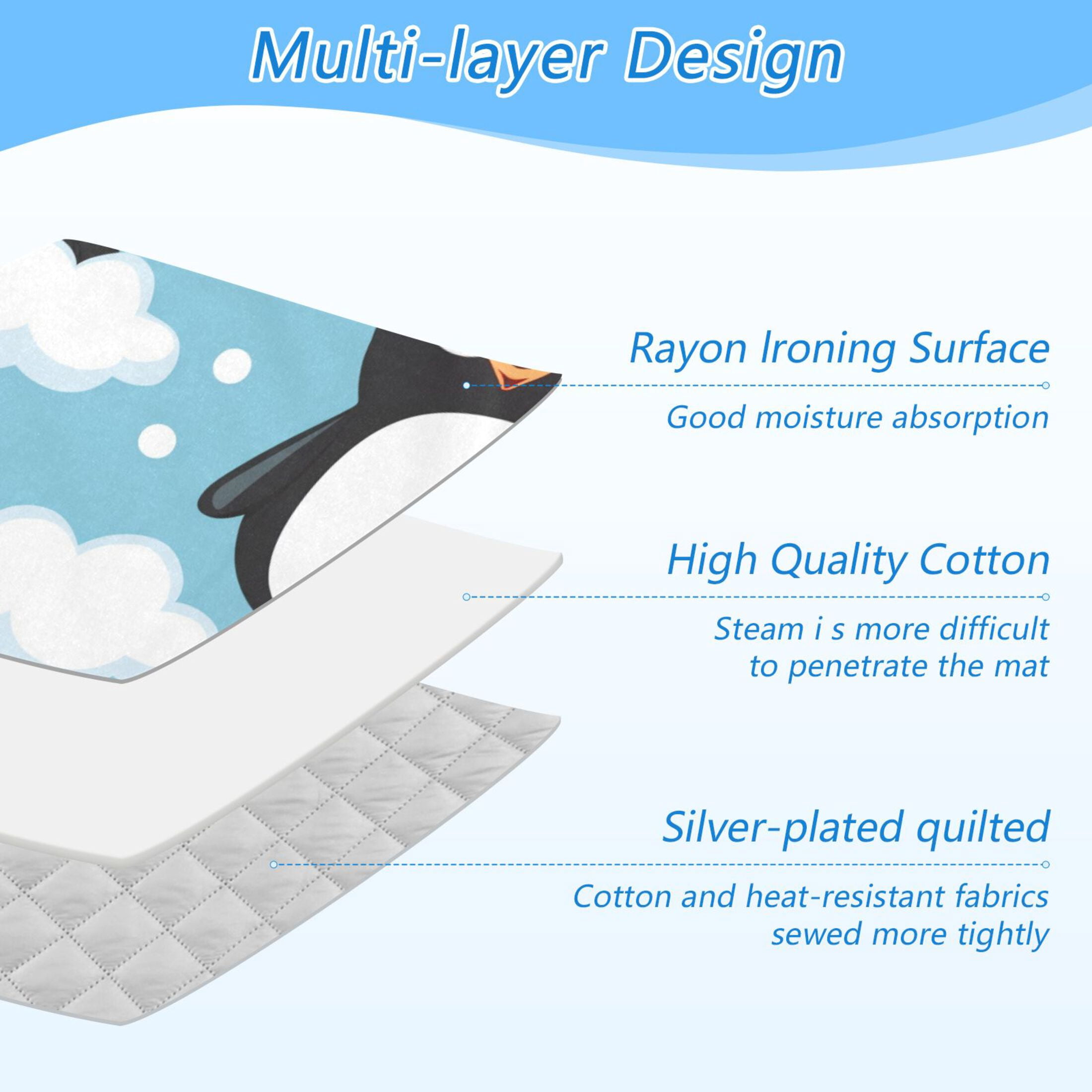 Happy Penguins Clouds Cartoon Ironing Mat Blanket Portable Travel Ironing Pad Heat Resistant Pad 47.2" x 27.6”