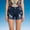 Dark Blue, variant on Jean Shorts for Women High Waisted Stretchy Casual Denim Shorts Ripped Frayed Hem Summer Trendy Jorts, Light Blue