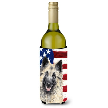 

USA American Flag with Belgian Tervuren Wine Bottle Beverage Insulator Beverage Insulator Hugger