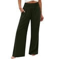 thumbnail image 6 of Wide Leg Pants for Woman Dressy Stretchy High Waisted Trousers with Pockets Casual Lounge Pants Army Green S, 6 of 10