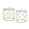 thumbnail image 3 of Set of 2 Nesting Table Coffee End Table Set Tempered Glass Gold, 3 of 10