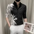 thumbnail image 3 of Camisa de hombre con estampado hawaiano Camisas masculinas estampadas de media manga Moda 2024 Mangas normales Botones originales Venta Seda Nuevo en, 3 of 5