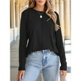 thumbnail image 4 of Camisas de Larga para Mujer, Jerséis Modernos, Elegantes, Informales, Plisados, de Cuello Redondo, de Punto, Blusas Lisas y Sueltas, Conjuntos Negro M, 4 of 7