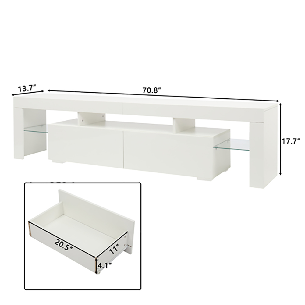 Kepooman Modern TV Stand with Led Lights, TV Stand TV Cabinet, Living Room Bedroom Furniture, White Kepooman Modern TV Stand with Led Lights, TV Stand TV Cabinet, Living Room Bedroom Furniture, White