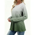 thumbnail image 4 of Long Sleeve Shirts for Women Color Block Gradient Tops Casual Crewneck Basic Tees Spring Fall Fashion Outfits, 4 of 6
