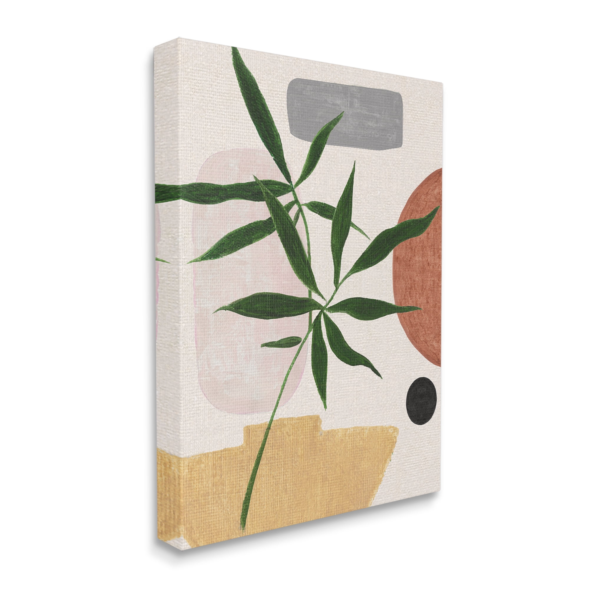 Stupell Industries House Plant & Abstract Shapes Botanical & Floral Painting Gallery Wrapped Canvas Art Print Wall Art, 16 x 20