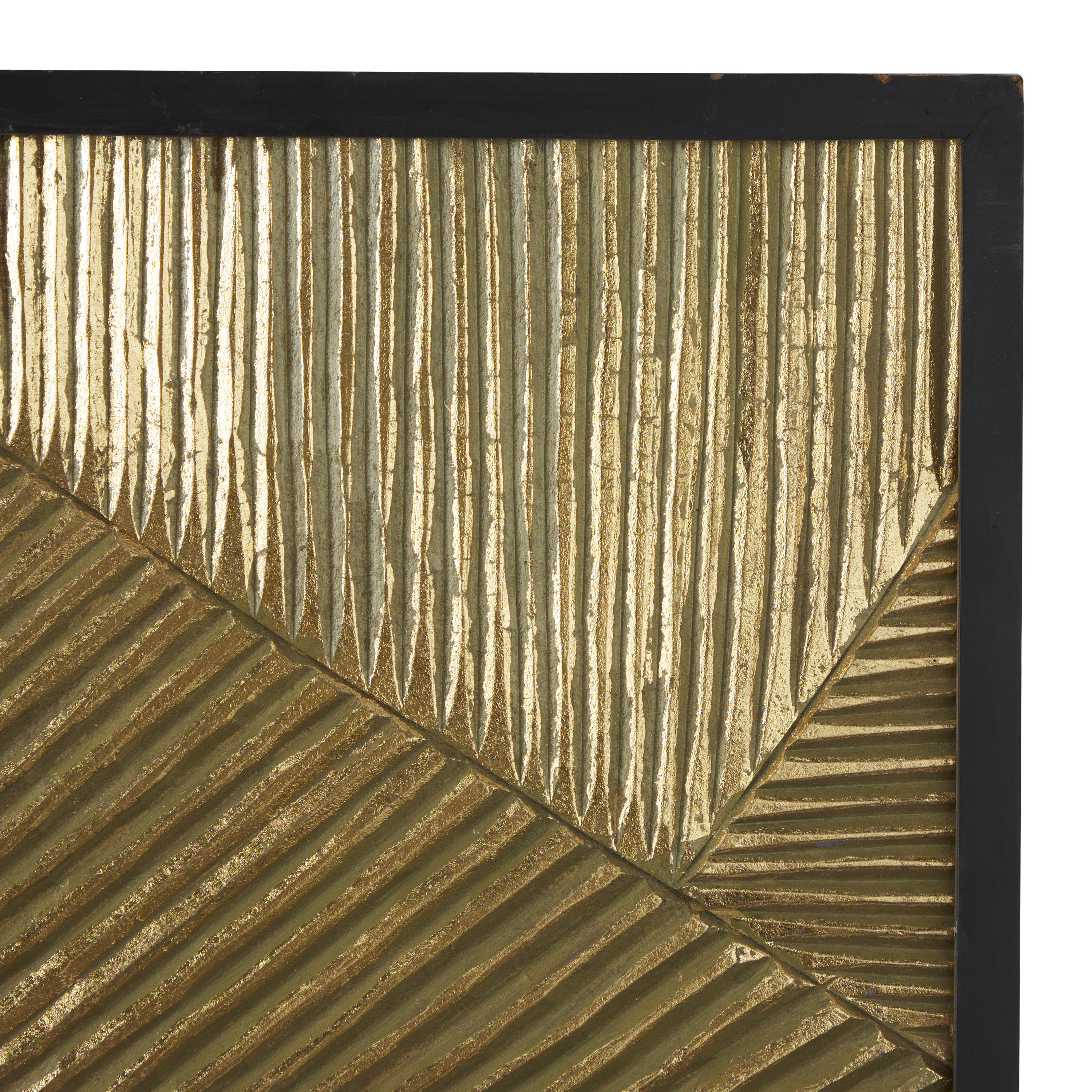 DecMode Gold Wood Carved Radial Geometric Wall Decor with Black Frame