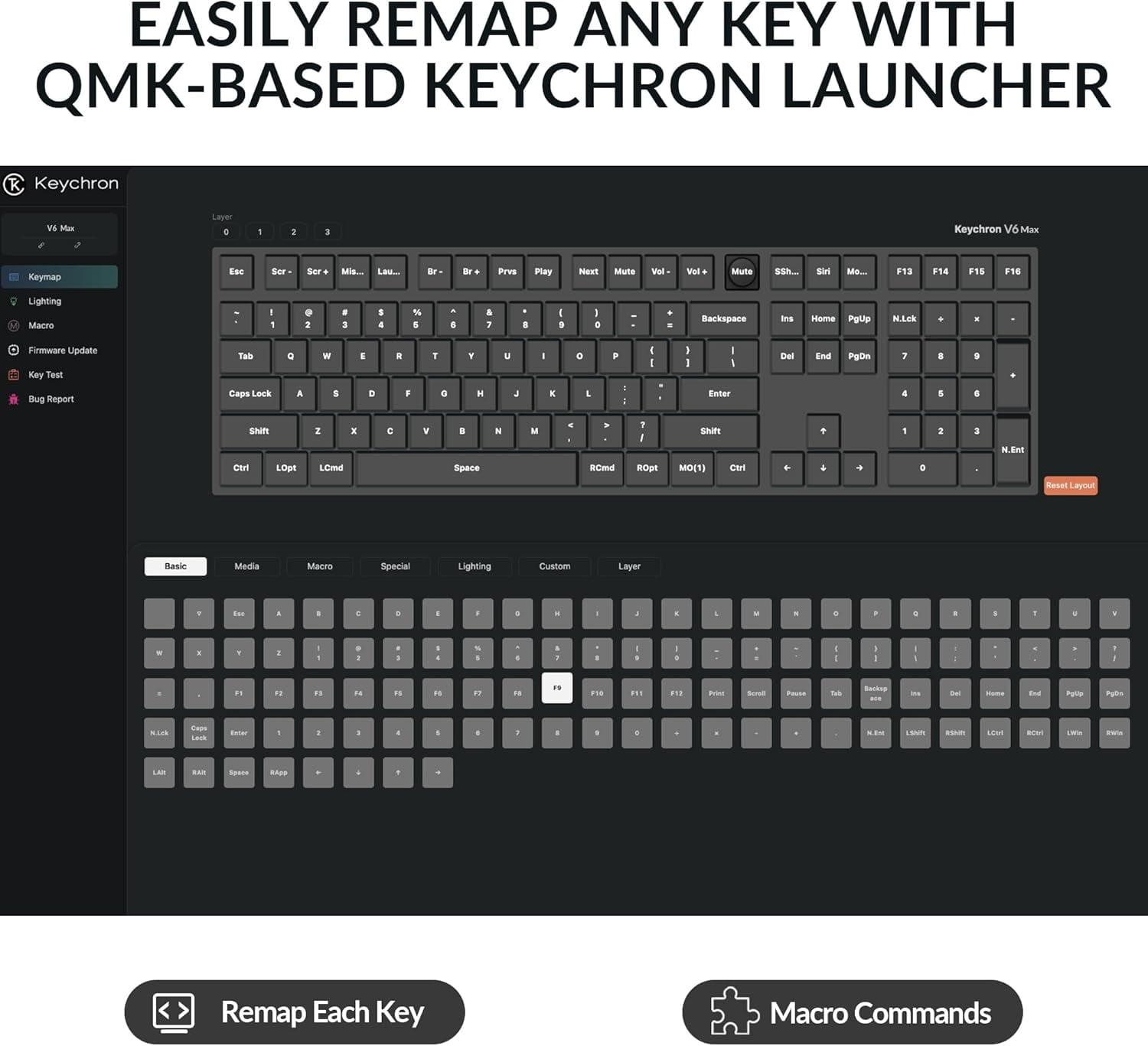 Keychron V6 Max Wireless Custom Mechanical Keyboard, 2.4 GHz Bluetooth QMK Full Size RGB with Hot-Swappable Gateron Banana Switch for Mac Windows Linux