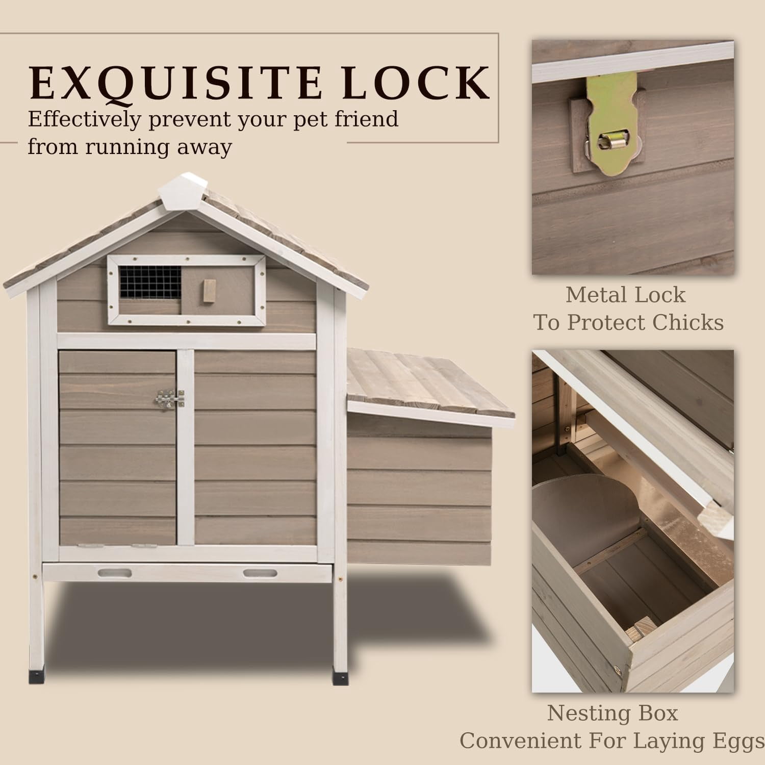PETSCOSSET XL Indoor Chicken Coop & Rabbit Hutch with Nesting Box
