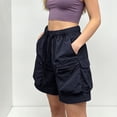 thumbnail image 6 of Women's Quick Dry Cargo Shorts, Elastic Waist Drawstring Hiking Shorts with Multi-Pockets, Lightweight and Breathable for Outdoor Activities and Casual Wear Black XL, 6 of 7