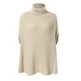 thumbnail image 6 of VISALY High Neck Sweaters Tunic Sweatshirt Fall Winter Turtleneck Sweater Fashion Chunky Knit Cape Wrap Sweaters Pullover Jumper Tops Oversized Sweatshirt Soft Sweaters Hoodies Pullover Khaki M, 6 of 9
