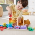 thumbnail image 4 of Fisher-Price Wooden Stacking Shape Sorter Toddler Fine Motor Toy, 26 Wood pieces - Walmart Exclusive, 4 of 6