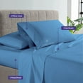 thumbnail image 7 of Js sanders Texas King 80X98 4pc Sheet Set 100% Egyptian Cotton 800 Thread Count Breathable & Soft Cooling Hotel Sheets Machine Washable and Fits up to 15'' Deep Pocket Mediterranean Blue, 7 of 7