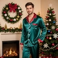 thumbnail image 7 of Jkety Holiday Pajamas for Family Silk Matching Christmas Pajamas for Family Striped Button Down Shirt and Pants Silky Satin Xmas Pjs Sets for Pictures, 7 of 7