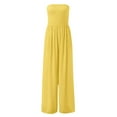 thumbnail image 4 of Kagetolytai Jumpsuits for Women Women's Plus Size Strapless Tube Top Wide Leg Pants Jumpsuit Baggy Off Shoulder Overalls Smocked Romper with Pockets Wide Leg Pants Woman Yellow M, 4 of 8