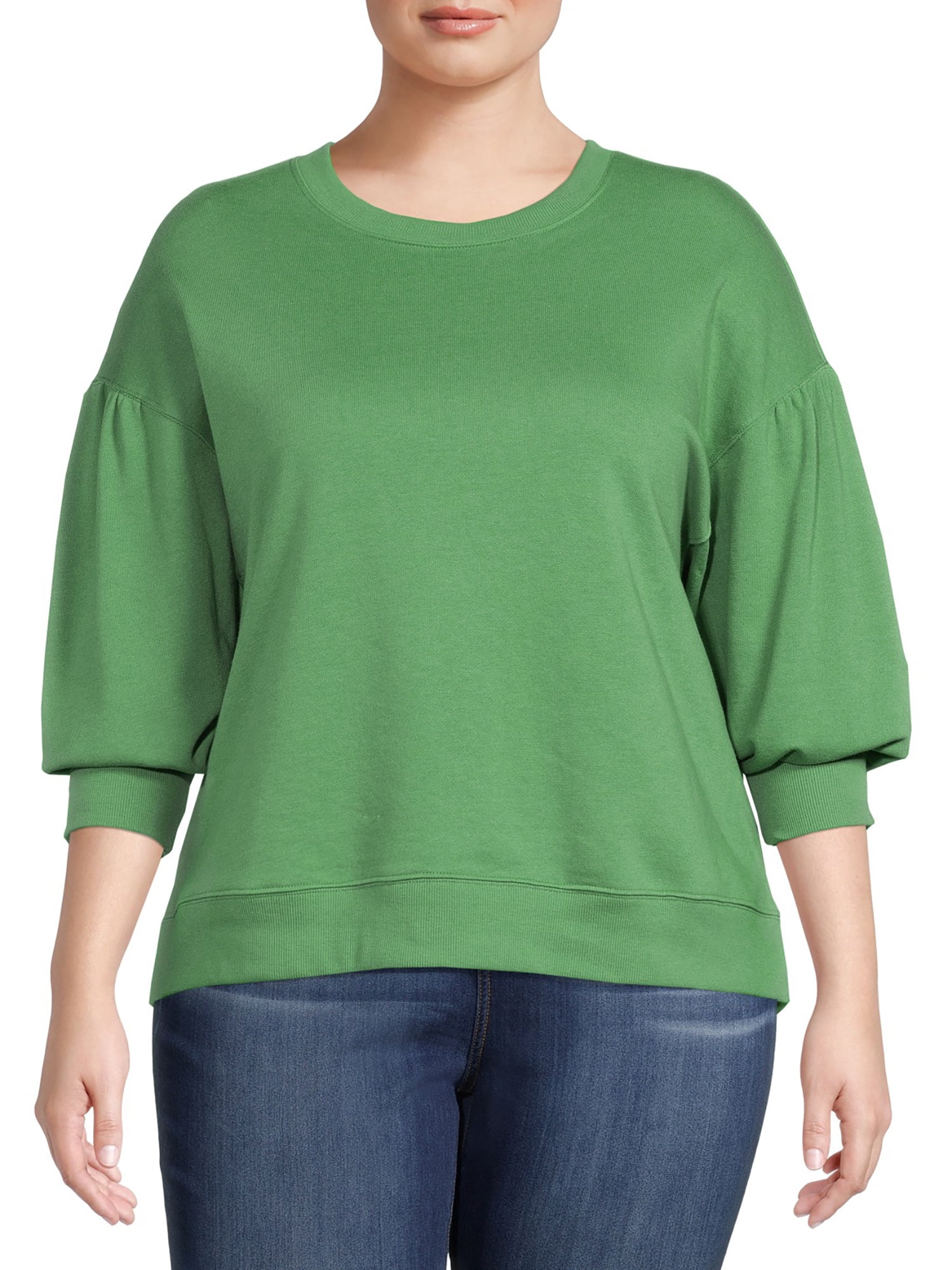 Terra & Sky Women's Plus Size Puff Sleeve Sweatshirt - Walmart.com