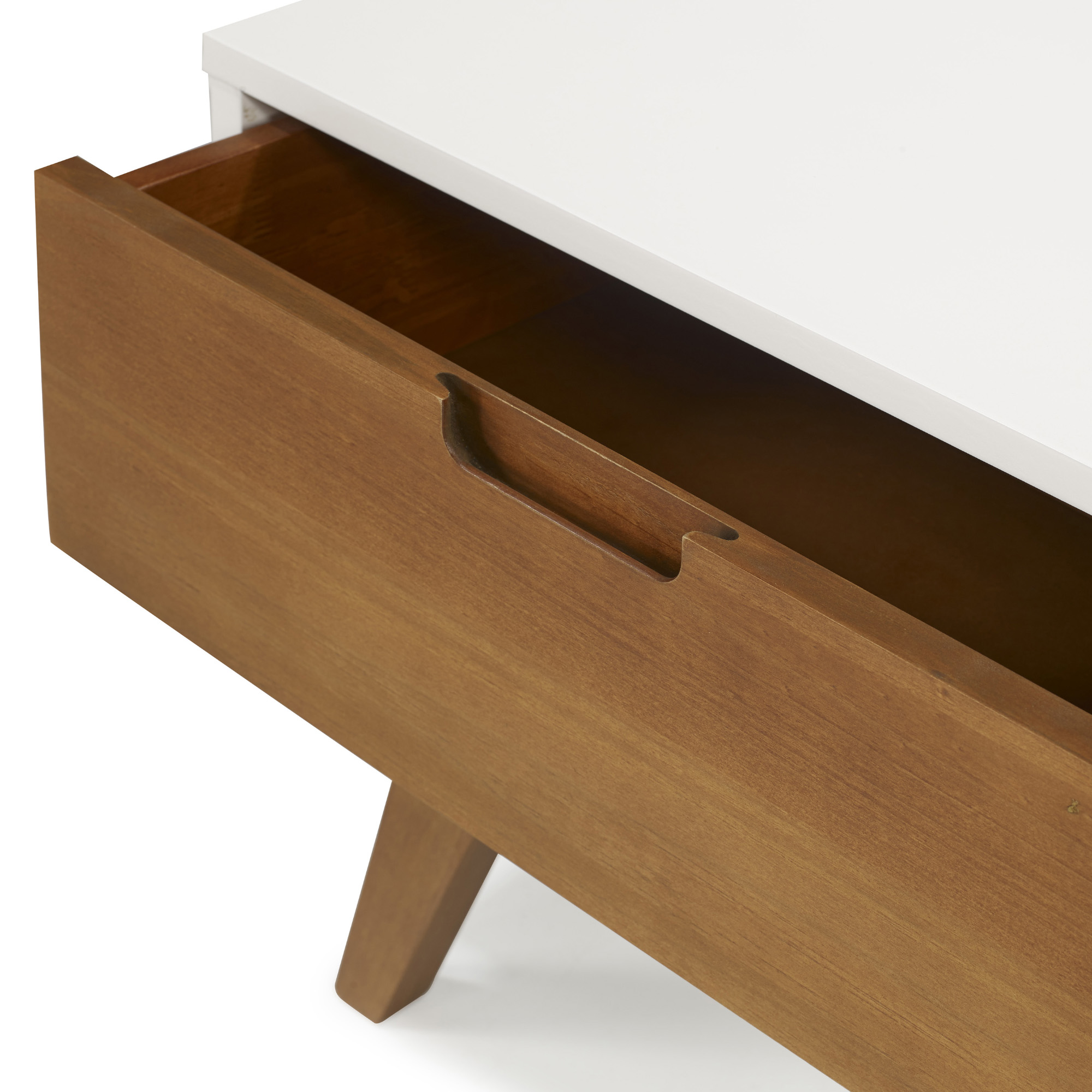 Mid Century White and Caramel Solid Wood Coffee Table by Manor Park
