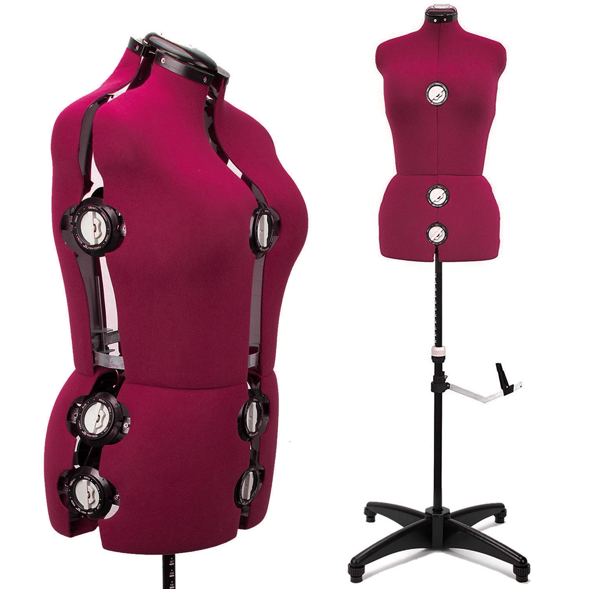 GEX Burgundy Female Fabric Adjustable Mannequin Dress Form for Sewing ...