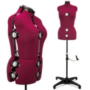 GEX Burgundy Female Fabric Adjustable Mannequin Dress Form for Sewing Women's Mannequin Body Torso with Stand Medium