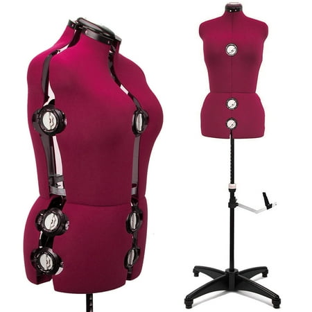 GEX Burgundy Female Fabric Adjustable Mannequin Dress Form for Sewing Women's Mannequin Body Torso with Stand Medium