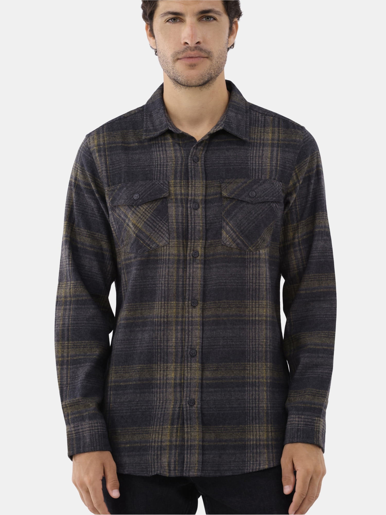 Burnside Men's Modern Fit Plaid Flannel Shirt with Long Sleeves, Sizes S-2XL