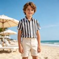 thumbnail image 3 of Fozruso Striped Button Down Shirt for Boys, Classic Short Sleeve Collared Shirt for Kids Daily Casual Wear, 3 of 7