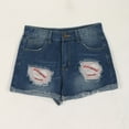 thumbnail image 2 of Jewelreauty Women Denim Shorts Casual Button Graphic Cut Out Ripped Jean Shorts with Pockets, 2 of 9